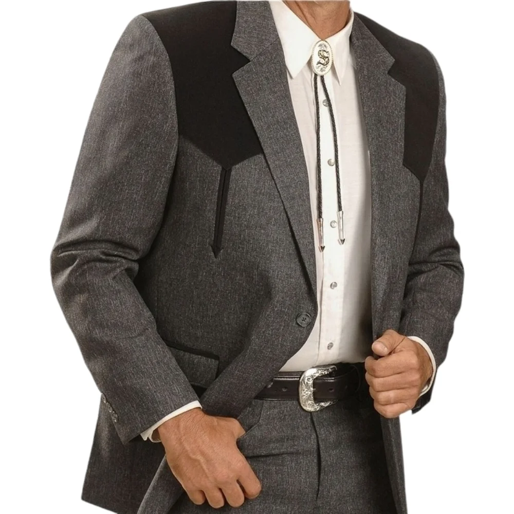 Men's Western Suit Coat Faux Suede Accents